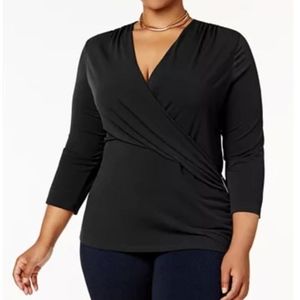 Charter Club Plus Size Faux Wrap Hardware Top